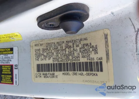 2013 Toyota Corolla L from USA, damaged, VIN 5YFBU4EE3DP224934